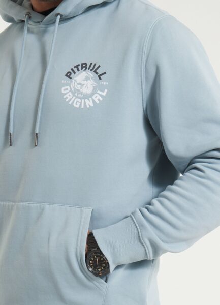 Bluza męska z kapturem washed PIT BULL "DOG SD" - błękitny
