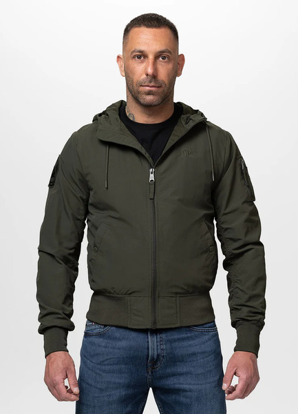 PIT BULL "HOOPER" transitional bomber jacket with hood - olive