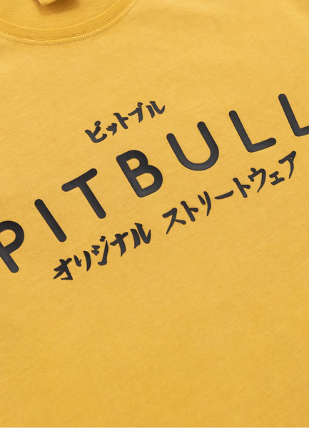 PIT BULL Denim Washed Men&#39;s T-Shirt &quot;MT. FUJI&quot; - Yellow