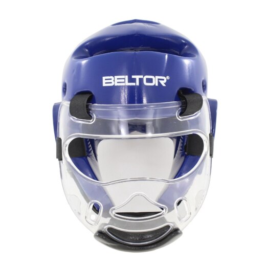 Kask piankowy z maską Beltor "TYTAN" - niebieski