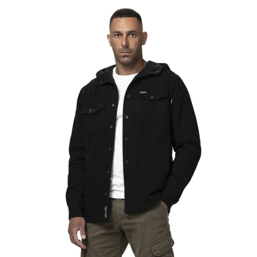PIT BULL "PIONEER II" Flannel Hooded Jacket - Black