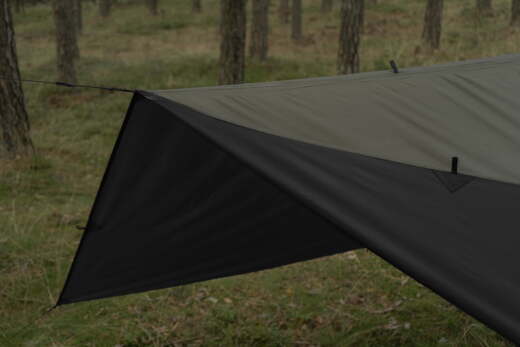 TIGERWOOD T2 Tarp 3×3 Olive/Black + zawiesia Black Silk