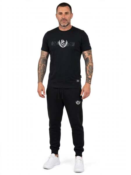 Pretorian "PS 3D white" sweatpants with drawstring - black