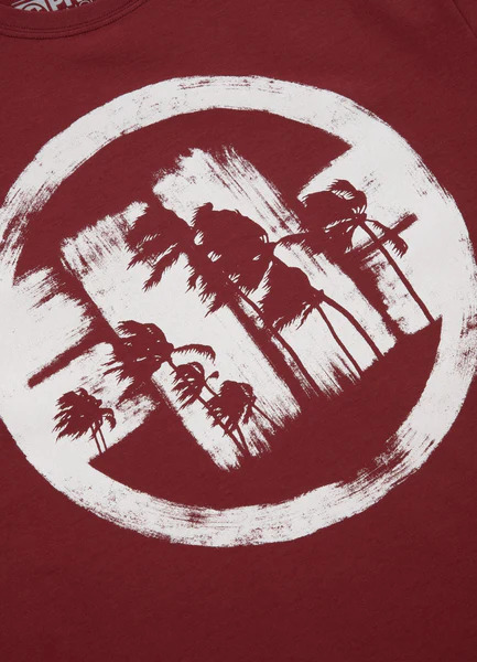 Koszulka męska PIT BULL "LOGO PALMS" - bordowy