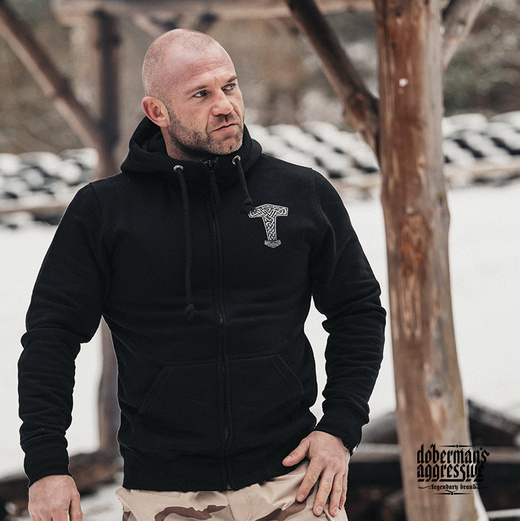 Bluza rozpinana z kapturem Dobermans Aggressive "Mjolnir II BZ275" - czarna
