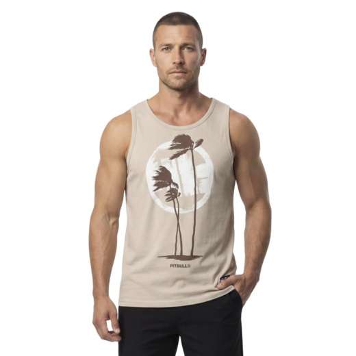 Tank Top PIT BULL Slim Fit "PALMS" - jasny piaskowy