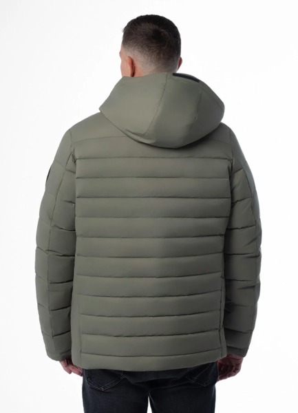 Kurtka zimowa PIT BULL pikowana z kapturem CRESTLINE - szałwiowy