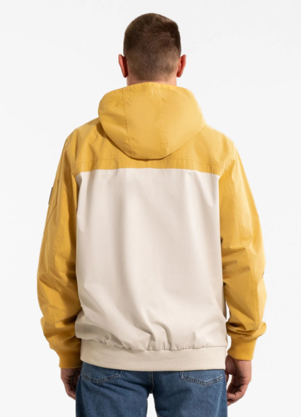 Kurtka przejściowa męska z kapturem PIT BULL "2 Color Longwood" - żółty/czarny/off-white