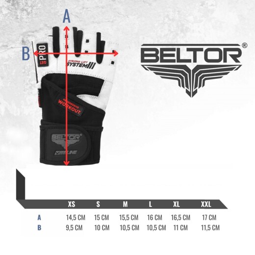 Rękawiczki treningowe Beltor "Strong Lift" System 3 usztywniacz
