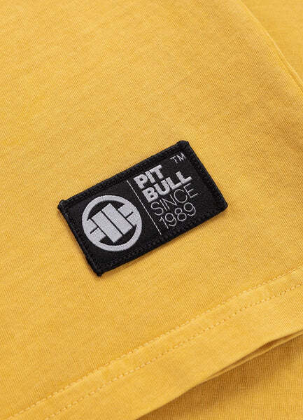 Koszulka męska PIT BULL Denim Washed "OPEN BEACH" - żółty
