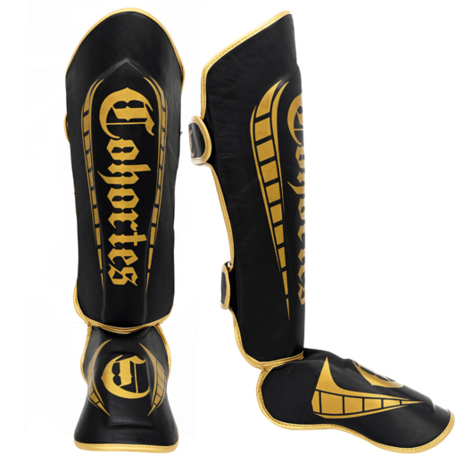 Ochraniacze na goleń i stopę skórzane Cohortes "Aculeo Armis" black/gold