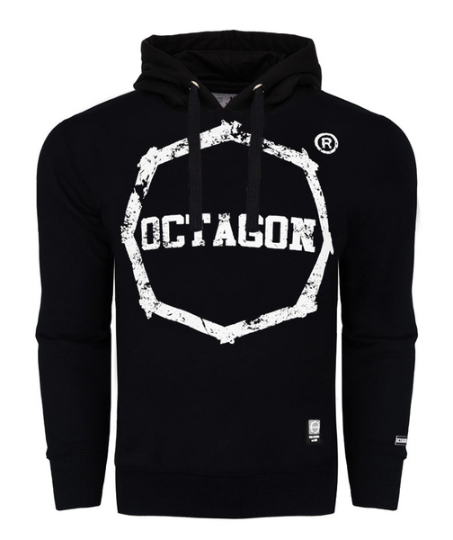 Bluza z kapturem Octagon Logo Smash duże - czarna