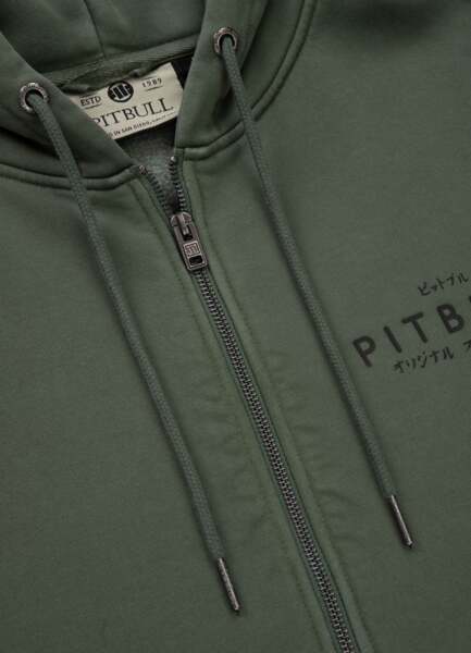 Bluza męska rozpinana z kapturem washed PIT BULL "MT FUJI" - zielony