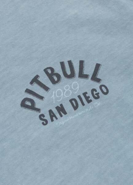 PIT BULL Denim Washed Raw Men&#39;s T-Shirt &quot;PACIFIC&quot; - Blue