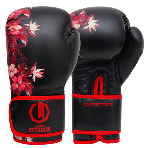 Legion Octagon Flower Women&#39;s Boxing Gloves - Black/Red