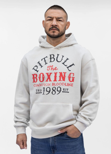 Bluza męska z kapturem washed PIT BULL "CHAMPION BLOODLINE" - biały
