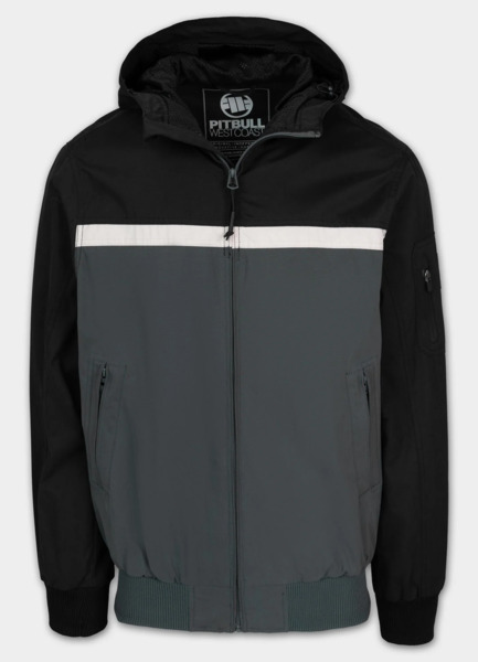 Kurtka przejściowa męska z kapturem PIT BULL "2 Color Longwood" - czarny/off-white/szary