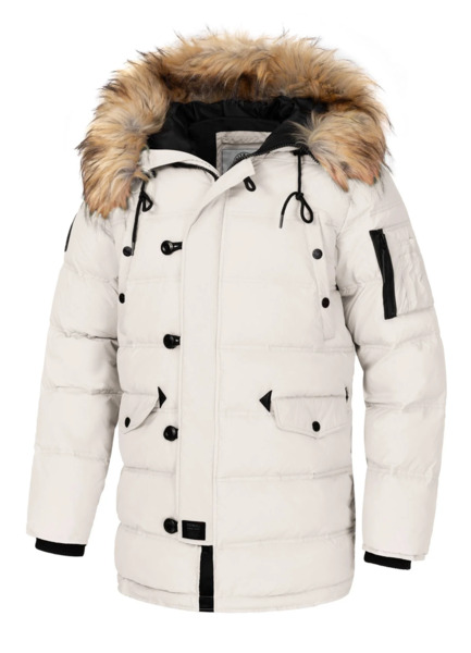 Kurtka zimowa pikowana parka z kapturem PIT BULL "KINGSTON II" - off white