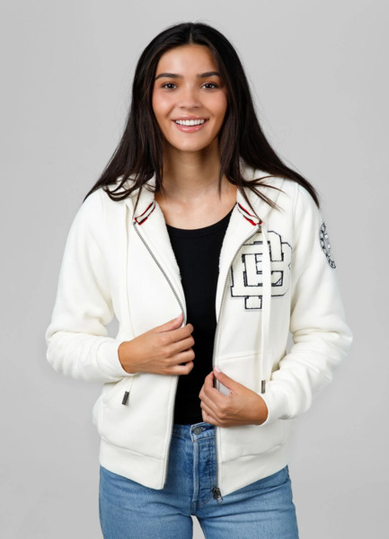 Bluza damska rozpinana z kapturem "RUFFINA PB" - off white