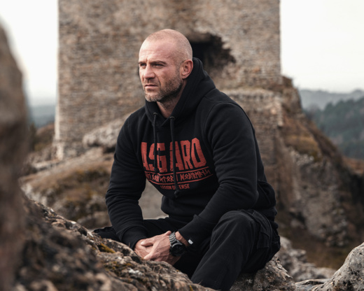 Bluza z kapturem Dobermans Aggressive "DEFENCE LEGION ASGARD BK332A" - czarna