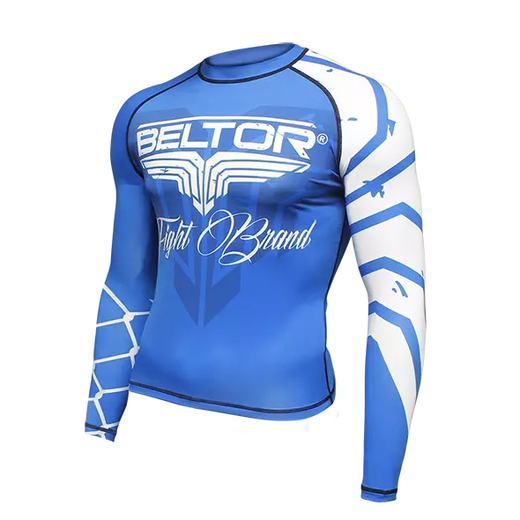 Rashguard długi rękaw Beltor "Predator" Fight Brand kompresyjny - niebieski/biały