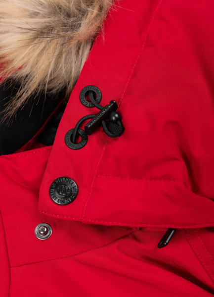 Kurtka zimowa pikowana parka z kapturem PIT BULL "FOREST" - czerwony