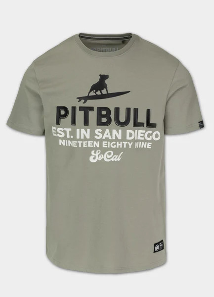 PIT BULL &quot;SURFING DOG&quot; men&#39;s t-shirt - sage