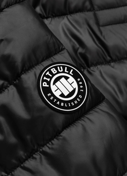 Kurtka zimowa PIT BULL pikowana z kapturem "SHATTO" - czarny/biały