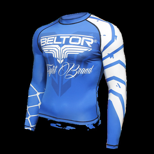 Rashguard długi rękaw Beltor "Predator" Fight Brand kompresyjny - niebieski/biały
