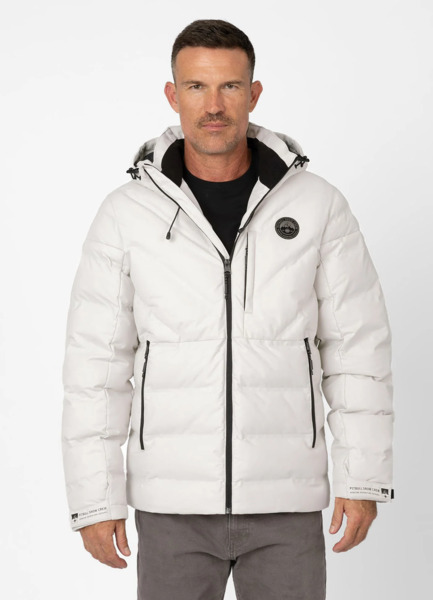 PIT BULL "STANFORD" quilted winter jacket with hood - off-white