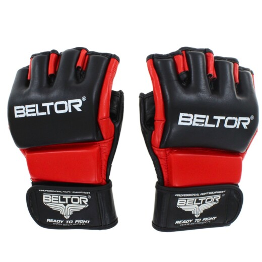 Beltor One MMA Leather Gloves - Black/Red