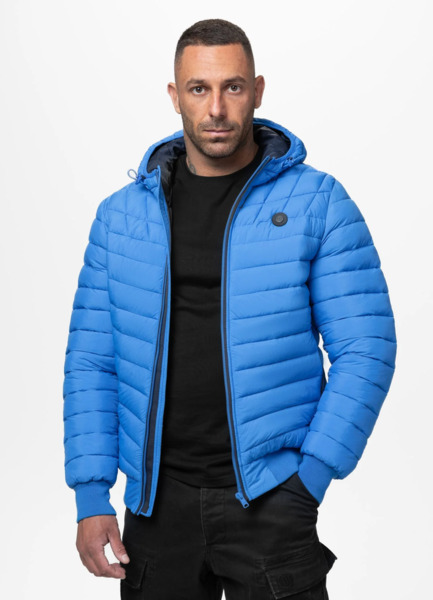 Kurtka zimowa PIT BULL pikowana z kapturem "NAYLOR" - niebieski