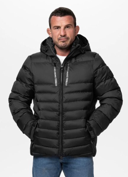 Kurtka zimowa PIT BULL pikowana z kapturem CRESTLINE - czarny