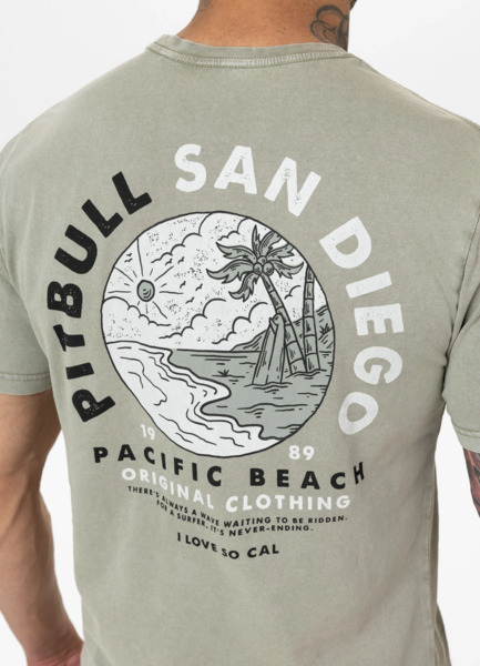 PIT BULL Denim Washed &quot;PLANET SURF&quot; Men&#39;s T-Shirt - Sage