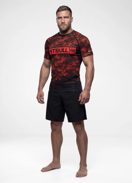 Rashguard PIT BULL "HEX CAMO HILLTOP" - czerwony