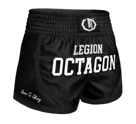 Spodenki Kickboxing/Muay Thai Legion Octagon Kevlar PREMIUM black/white