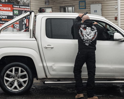 Bluza rozpinana z kapturem Dobermans Aggressive "BANG BANG" BZ330 - szara