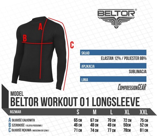 Rashguard długi rękaw Beltor "Predator" kompresyjny - czarny
