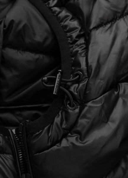 Kurtka zimowa PIT BULL pikowana z kapturem "SHATTO" - czarny/biały