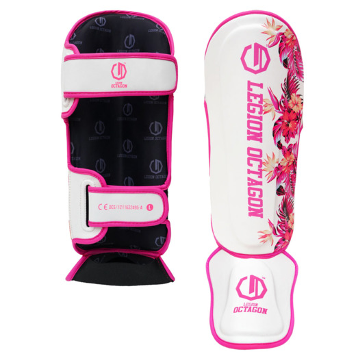 Legion Octagon Shin/Foot Protectors Flower white/pink
