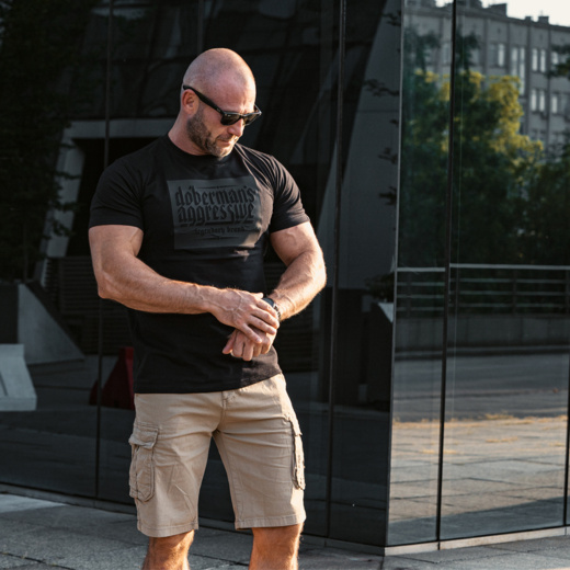 Bluza z kapturem Dobermans Aggressive "RUBBER LOGO BK353E" - szara