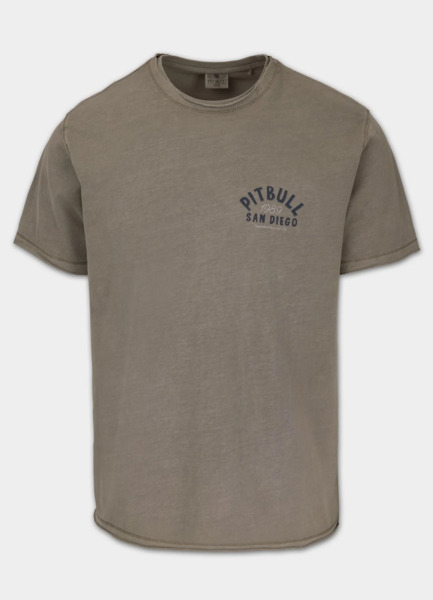 Koszulka męska PIT BULL Denim Washed Raw "PACIFIC" - szarobrązowa