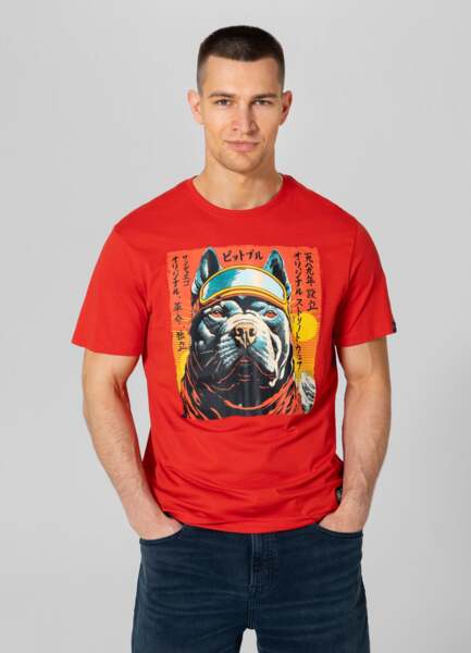 Koszulka PIT BULL "FUJI" - Ognistoczerwona