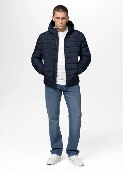 Kurtka zimowa PIT BULL pikowana z kapturem FOOTHILL - granatowy