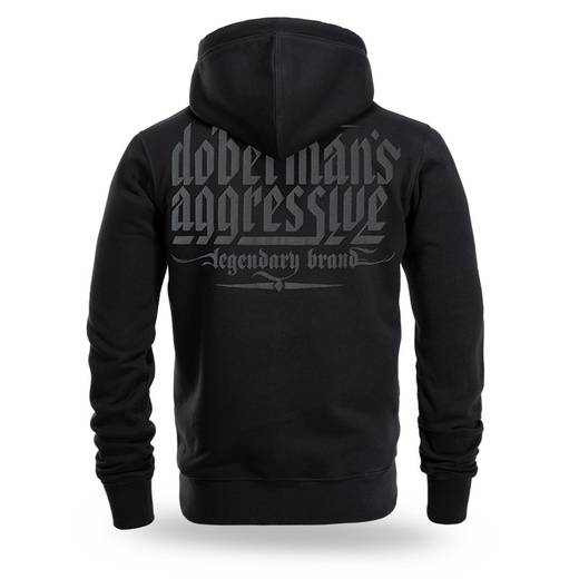 Bluza z kapturem rozpinana Dobermans Aggressive "SWELLING LOGO" BZ351A - czarna