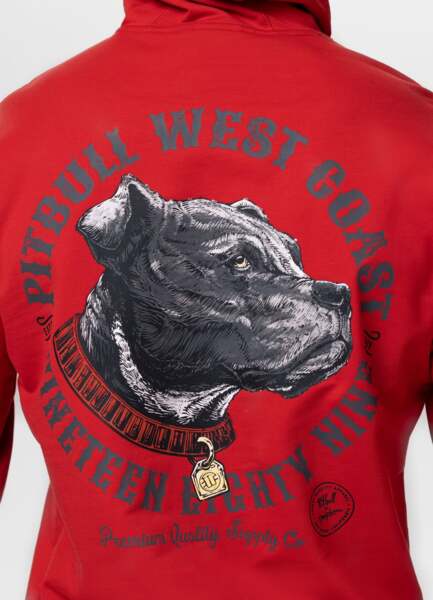 Bluza męska z kapturem PIT BULL "STRENGTH & RESPECT" - czerwony