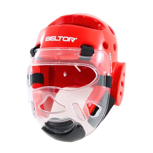 Kask piankowy z maską Beltor "TYTAN" - czerwony