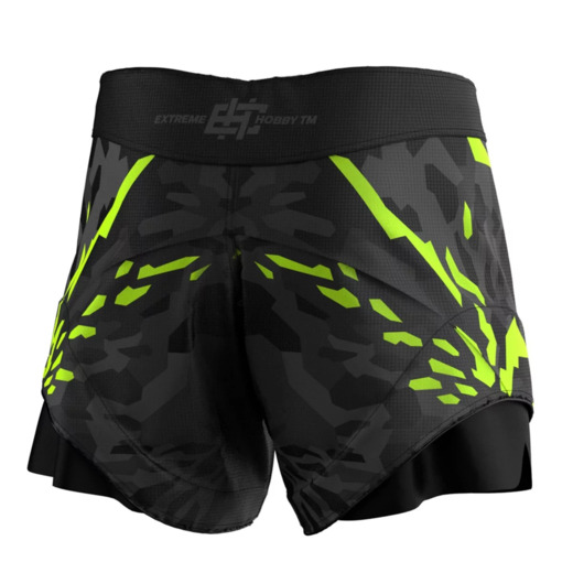 Spodenki combat Extreme Hobby | BLACK PANTHER - czarny/limonka