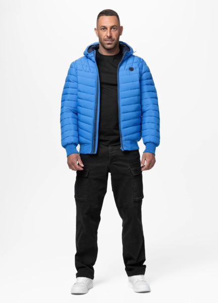Kurtka zimowa PIT BULL pikowana z kapturem "NAYLOR" - niebieski
