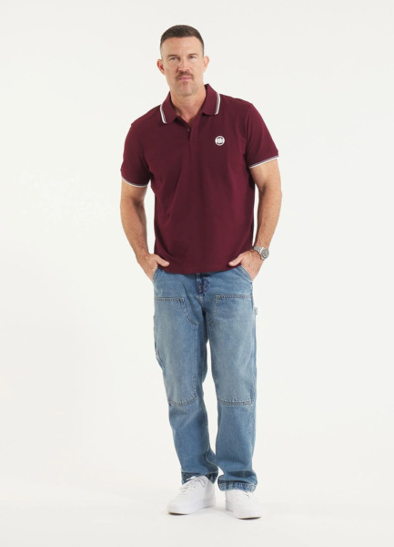 Koszulka Polo Pit Bull Pique Stripes Regular - bordowy
